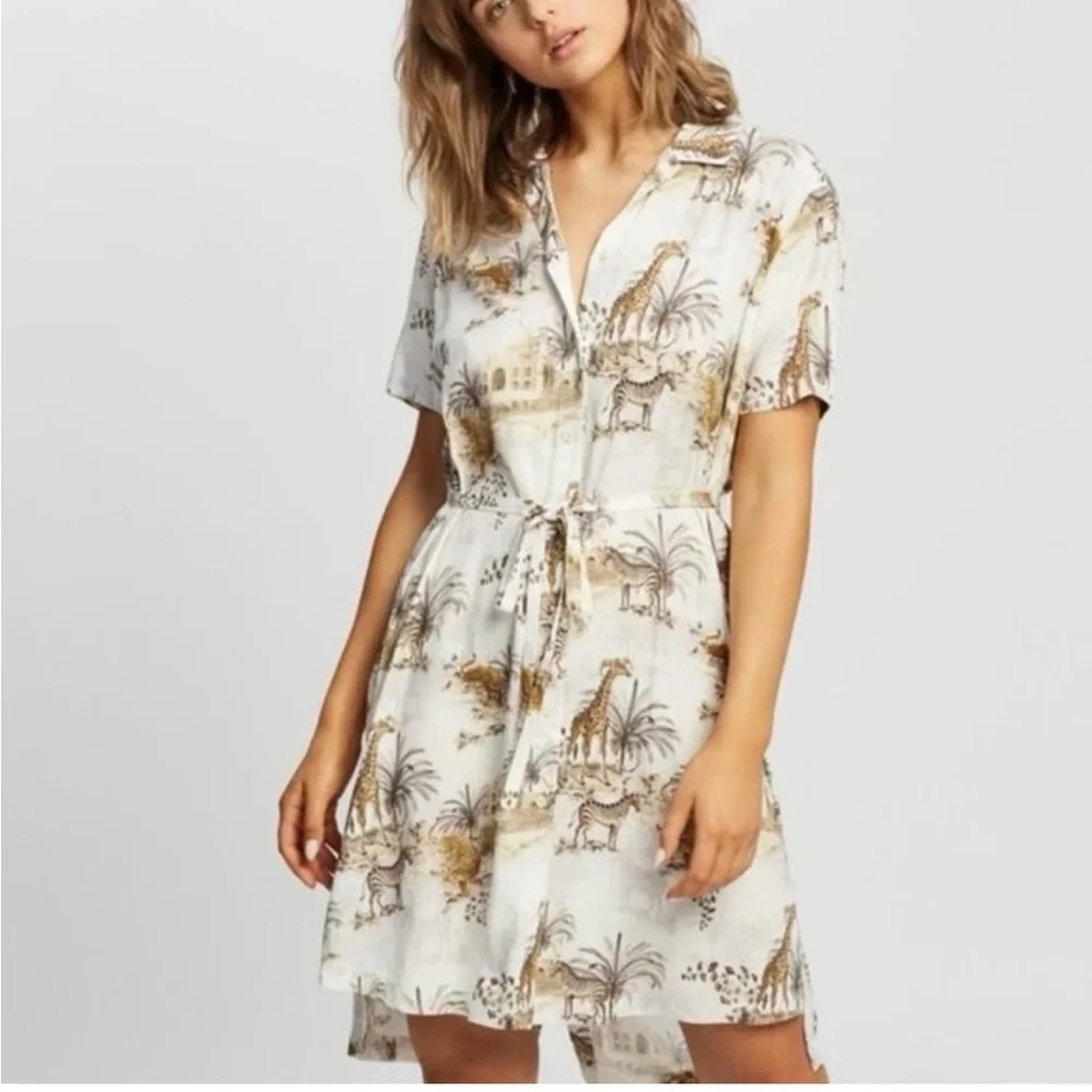 AllSaints Fay Tajpur Shirt Dress Blue and White Size 6 - Picture 2 of 12